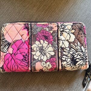 Vera Bradley Continental Zip Wallet - pink and brown
